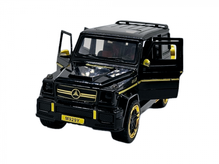 Masina metalica tip jeep Mercedes G-Class G65, 3 sunete realistice, Farurile lumineaza, Usile, capota si portbagajul se deschid, Baterii incluse, 21cm, Negru [1]