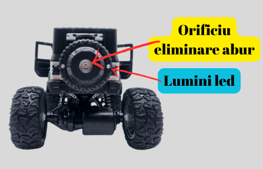 Masina metalica Monster Truck cu telecomanda, Efecte de Fum, Lumini, Usile se deschid, Baterie reincarcabila, Cablu USB, Amortizoare, 22cm, Gri, Ergino [2]
