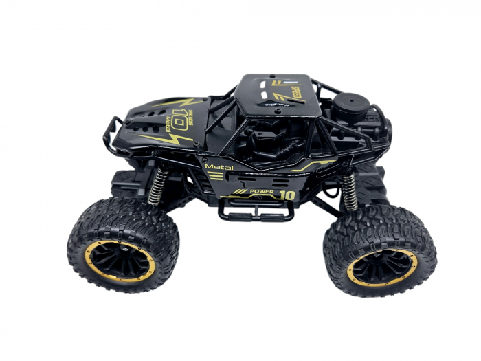 Masina metalica Monster Truck cu Telecomanda, OFF-Road, Efecte de Fum, Suspensii 4x4, Lumini, Baterie Reincarcabila, Cablu USB, 22cm, Negru, Ergino® [9]