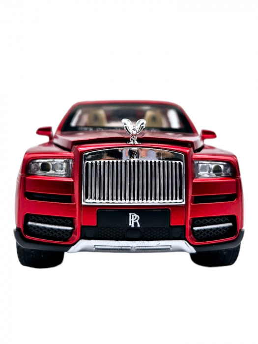 Masina metalica Rolls Royce Cullinan cu efecte de fum, Sunete realistice, Farurile si stopurile lumineaza, Capota, portbagajul si cele 4 usi se deschid, Baterii incluse, 21cm, Rosu, Fara cutie, Replic [9]