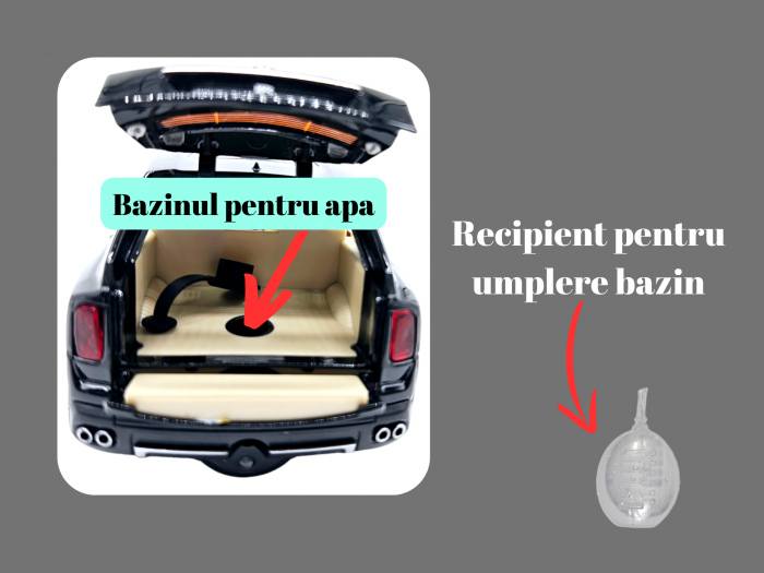 Masina metalica Rolls Royce Cullinan cu efecte de fum, Sunete realistice, Farurile si stopurile lumineaza, Capota, portbagajul si cele 4 usi se deschid, Baterii incluse, 21cm, Negru, Fara cutie, Repli [2]