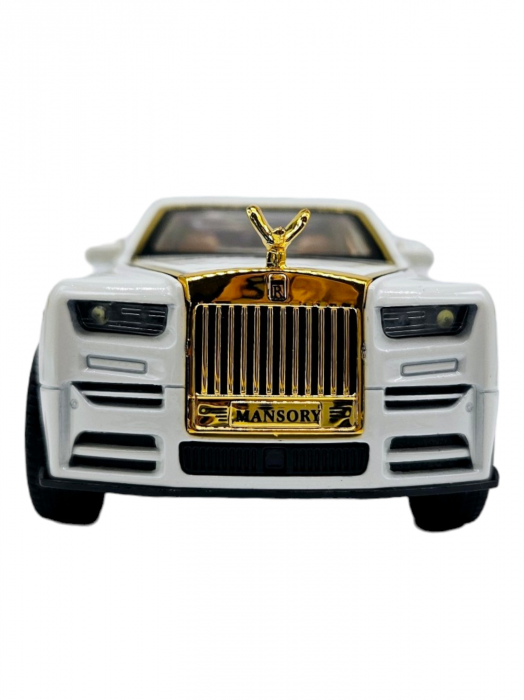 Masina metalica Rolls Royce Limuzina Gold , 3 sunete realistice, Farurile si stopurile lumineaza, Usile, capota si portbagajul se deschid, Baterii incluse, 20cm, Alb, Scara 1:24, Replica [7]