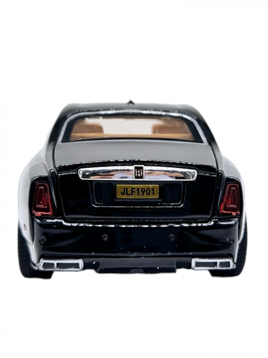 Masina metalica Rolls Royce Limuzina Gold , 3 sunete realistice, Farurile si stopurile lumineaza, Usile, capota si portbagajul se deschid, Baterii incluse, 20cm, Negru, Scara 1:24, Replica [6]