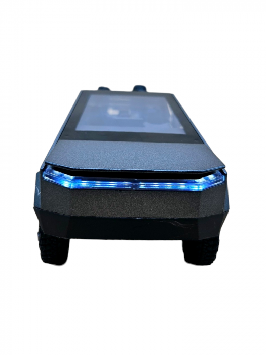 Masina metalica Tesla Cybertruck, 3 sunete realistice, Farurile si stopurile lumineaza, Usile, capota si portbagajul se deschid, baterii incluse, 18cm, Gri, Replica [4]