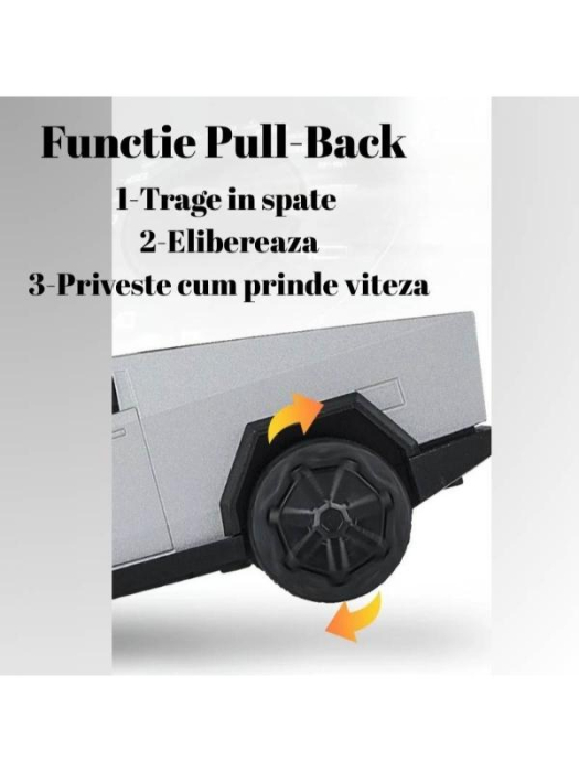 Masina metalica Tesla Cybertruck, sunete si lumini, 15cm, gri [4]