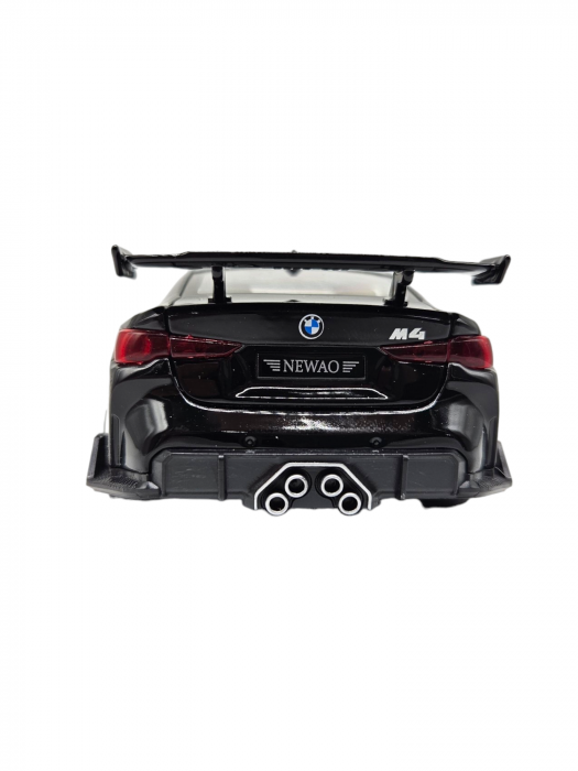 Masina metalica tip BMW M4, Usi mobile, Capota si portbagaj care se deschid, Sunete si lumini, Baterii incluse, Scara 1:32, Negru, 16cm, Replica [9]