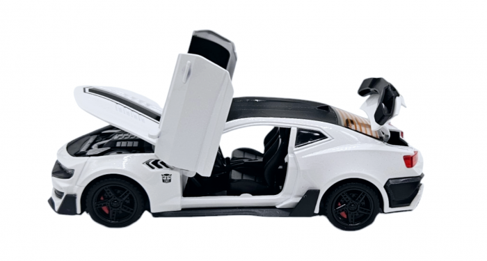 Masina metalica tip Chevrolet Camaro, Sunete realistice, Farurile si stopurile lumineaza, Usile, capota si portbagajul se deschid, Alb, 16cm, Scara 1:32 [2]