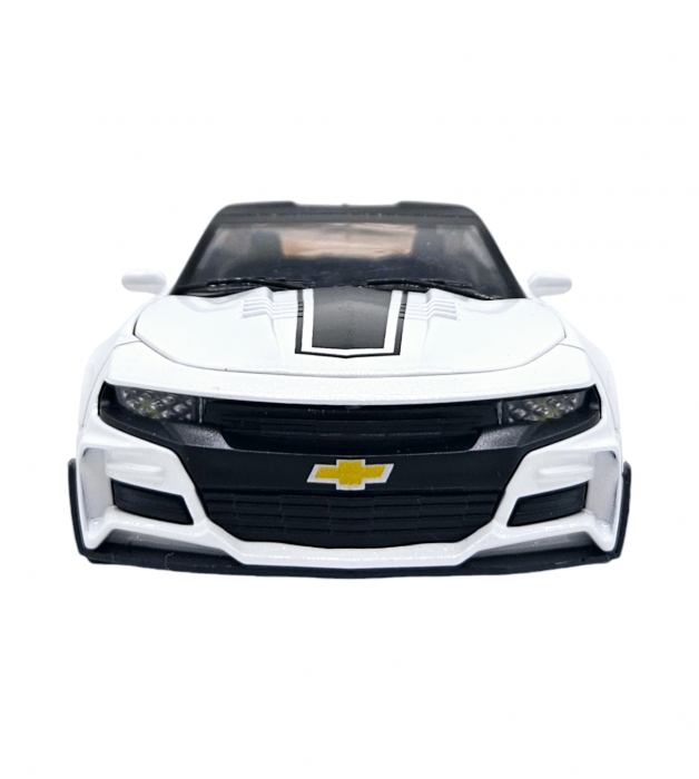 Masina metalica tip Chevrolet Camaro, Sunete realistice, Farurile si stopurile lumineaza, Usile, capota si portbagajul se deschid, Alb, 16cm, Scara 1:32 [4]