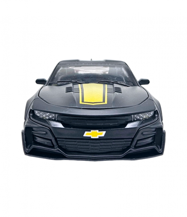 Masina metalica tip Chevrolet Camaro, Sunete realistice, Farurile si stopurile lumineaza, Usile, capota si portbagajul se deschid, Negru, 16cm, Scara 1:32 [4]