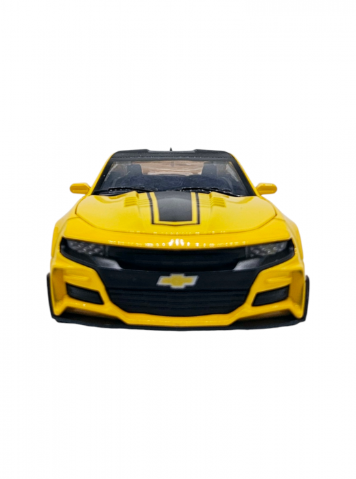 Masina metalica tip Chevrolet Camaro, Sunete realistice, Farurile si stopurile lumineaza, Usile, capota si portbagajul se deschid,, Galben, 16cm, Scara 1:32 [4]