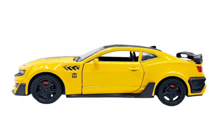 Masina metalica tip Chevrolet Camaro, Sunete realistice, Farurile si stopurile lumineaza, Usile, capota si portbagajul se deschid,, Galben, 16cm, Scara 1:32 [5]