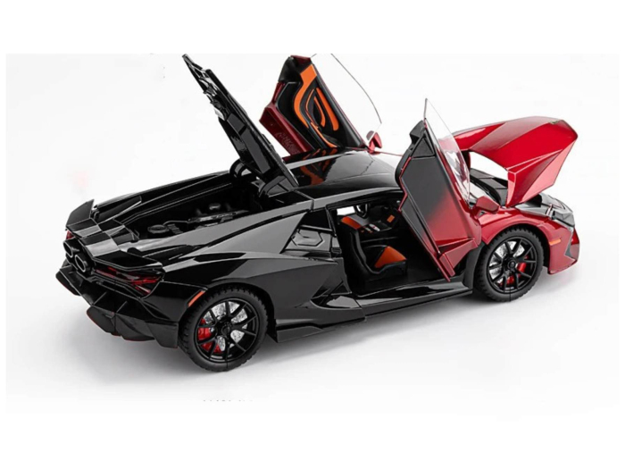 Masina metalica tip Lamborghini Revuelto, Sunete realistice, Farurile si stopurile Lumineaza, Usile si Capota se deschid, Anvelope cauciuc, Baterii incluse, 21cm, Rosu, Scara 1:24 [6]