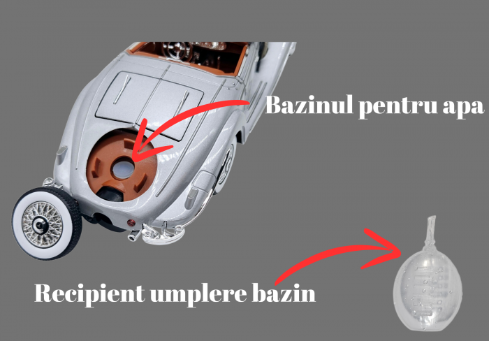 Masina metalica tip Mercedes-Benz 500K Special Roadster 1936 cu efecte de fum, Sunete si lumini, Capota portbagajul si cele 2 usi se deschid, Baterii incluse, 22 cm, Gri, Scara 1:24 [4]