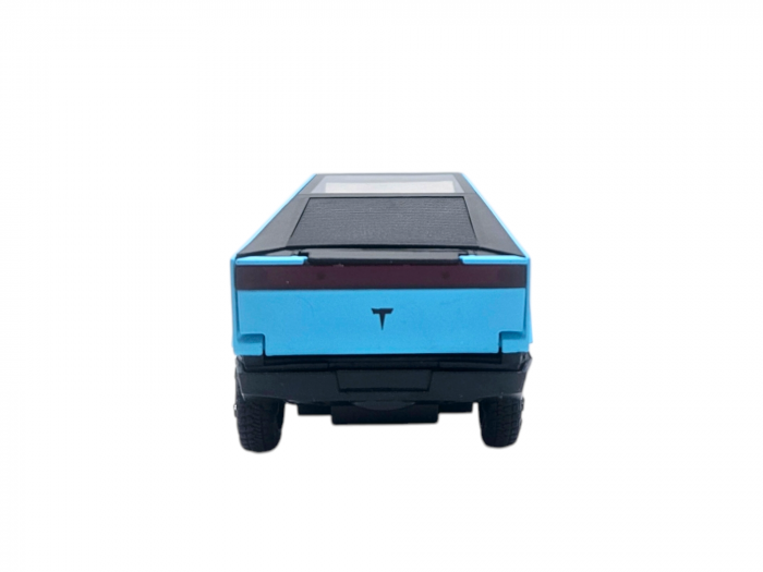 Masina metalica tip Tesla Cybertruck, 3 sunete realistice, Farurile si stopurile lumineaza, Usile, capota si portbagajul se deschid, baterii incluse, 16cm, Albastru [9]