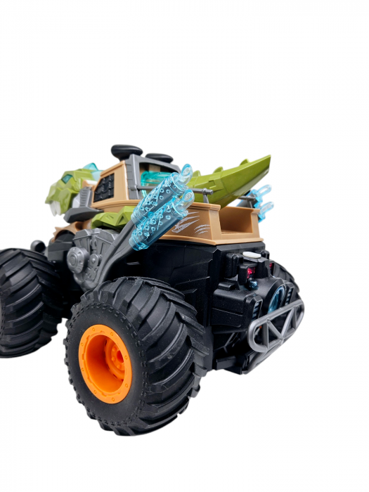 Masina Monster Truck Dinozaur, cu Telecomanda, Efecte Fum, Sunete si lumini, Miscari Sincronizate, Baterii Incluse, 26cm, Verde, ERGINO® [12]