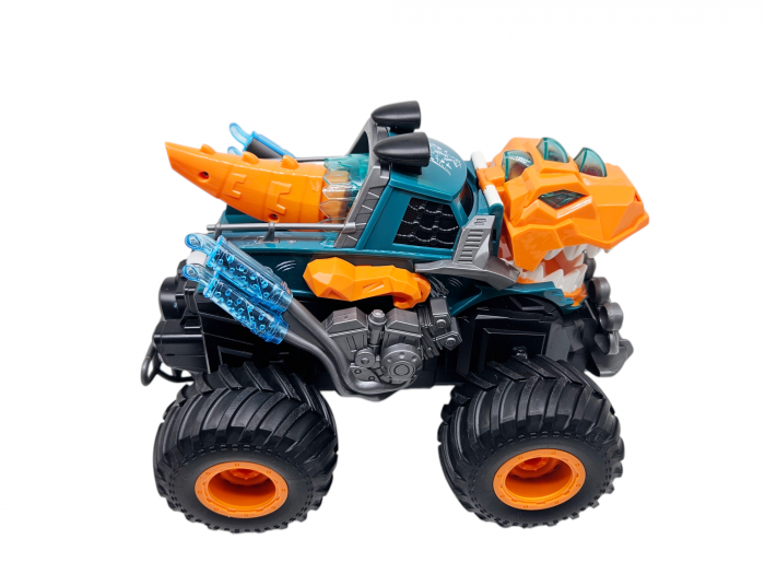 Masina Monster Truck Dinozaur, cu Telecomanda, Efecte Fum, Sunete si lumini, Miscari Sincronizate, Baterii Incluse, 26cm, Portocaliu, ERGINO® [10]