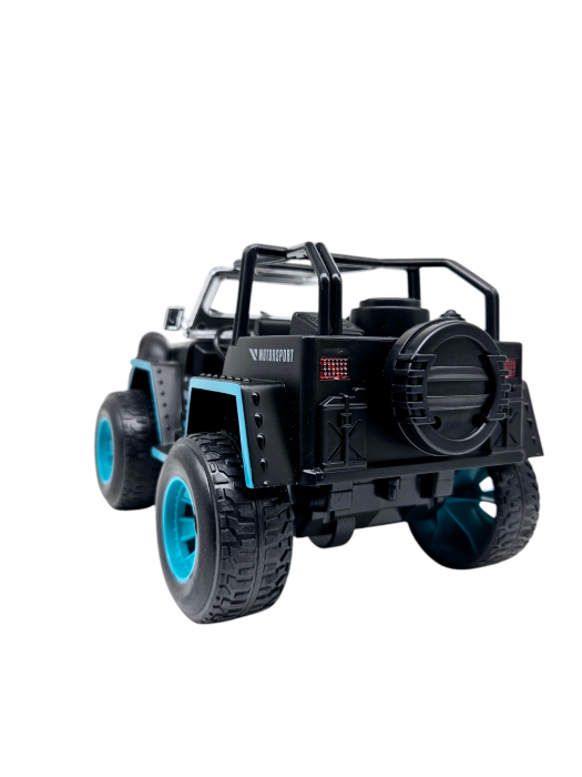 Masina OFF-Road cu telecomanda RC, Lumini faruri, 30 cm, Plastic rezistent, Baterii incluse, Negru/albastru, ERGINO® [8]