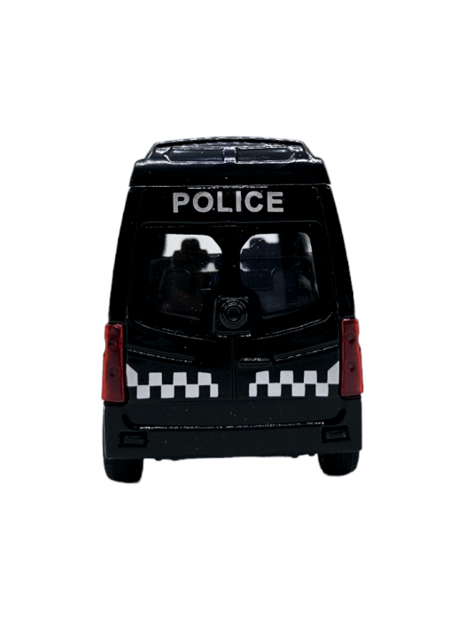 Masinuta metalica duba tip Mercedes Politie, Se deschid usile, Sunete si lumini, Baterii incluse, 12cm [7]