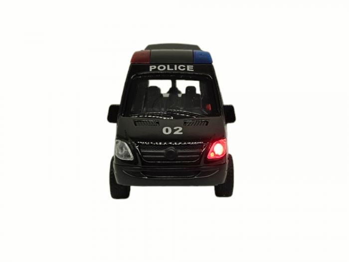 Masinuta metalica duba tip Mercedes Politie, Se deschid usile, Sunete si lumini, Baterii incluse, 12cm [2]