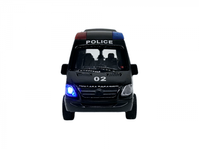 Masinuta metalica duba tip Mercedes Politie, Se deschid usile, Sunete si lumini, Baterii incluse, 12cm [3]