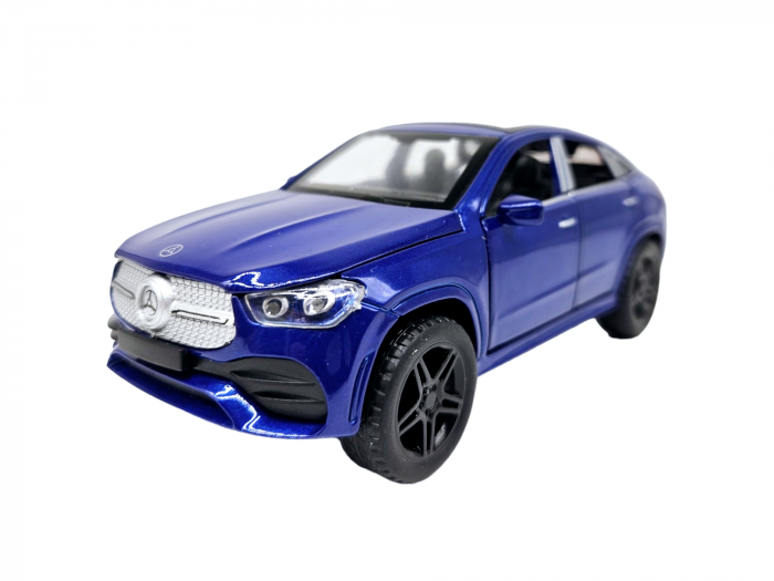 Masinuta metalica Mercedes GLE Coupe, Sunete realistice, Farurile si stopurile lumineaza, Usile, capota si portbagajul se deschid, Baterii incluse, 16cm, Albastru, Scara 1:32, Replica [9]