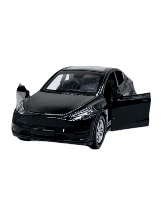 Masinuta metalica, tip Tesla, Sunete si lumini, usile se deschid, scara 1:32, Negru, 11cm [1]