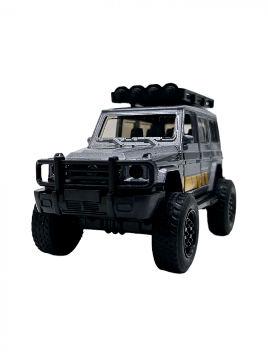 Masinuta metalica off-road, Jeep tip Patrol, sunete si lumini, usi mobile, scara 1:32, Gri, 11cm [2]