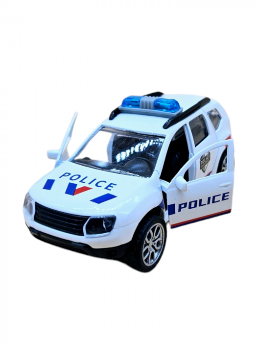 Masinuta metalica Politie Dacia Duster,Se deschid usile, Sunete si lumini, 11cm, Replica [2]