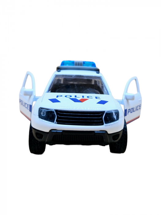 Masinuta metalica Politie Dacia Duster,Se deschid usile, Sunete si lumini, 11cm, Replica [4]
