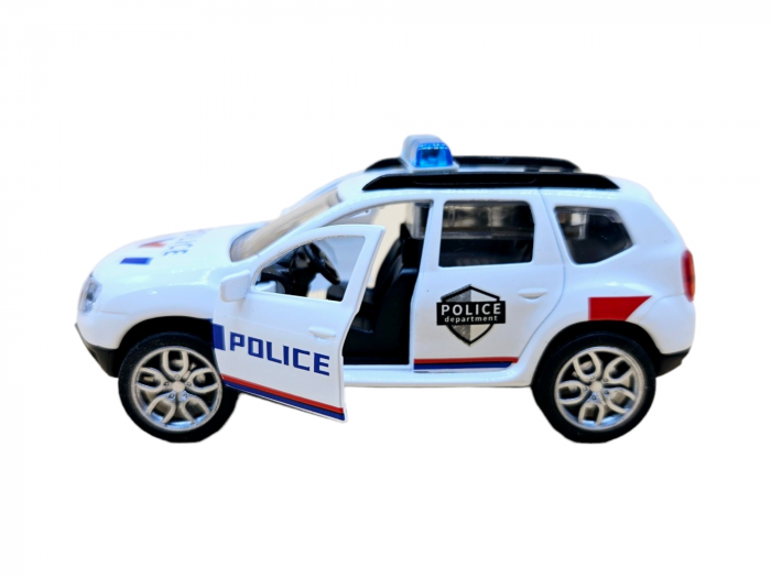 Masinuta metalica Politie Dacia Duster,Se deschid usile, Sunete si lumini, 11cm, Replica [3]