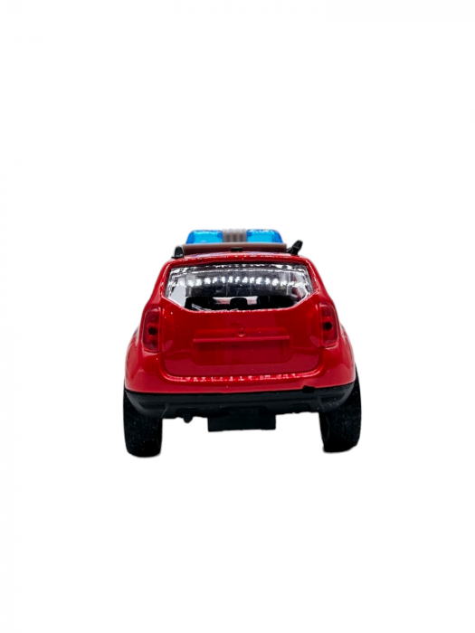 Masinuta metalica Pompieri Dacia Duster,Se deschid usile, Sunete si lumini, 11cm, Replica [4]