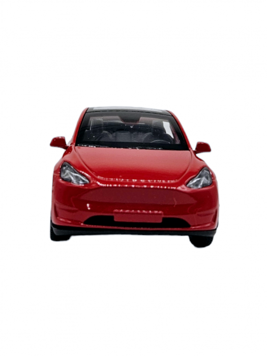 Masinuta metalica, tip Tesla, Sunete si lumini, usile se deschid, scara 1:32, Rosu, 11cm [5]