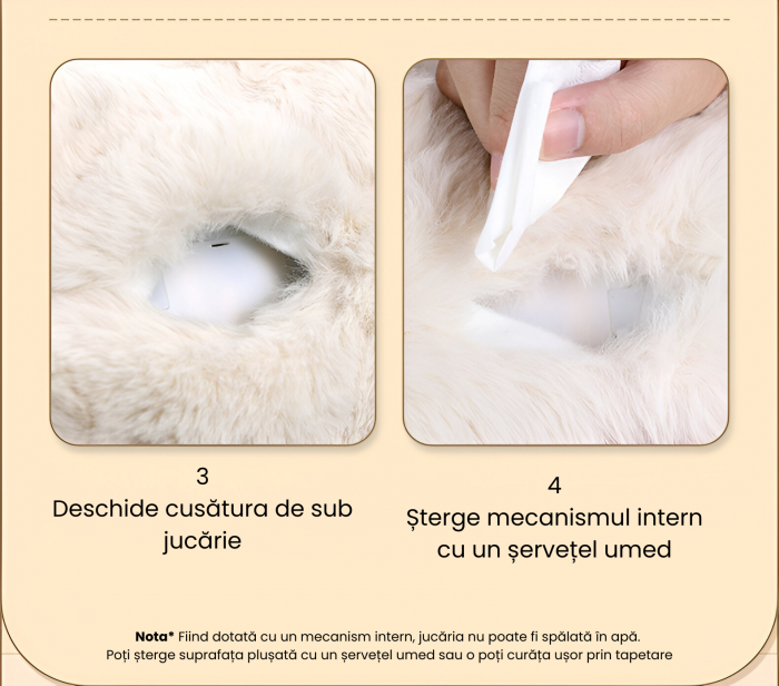 Pisica Interactiva din Plus, Efecte de miscare a cozii si clipirea ochilor, 2 cantece, Toarce cand este mangaiata, Material moale si pufos, Cultiva afectiunea si empatia, ERGINO®, 29cm, Alb/gri [10]