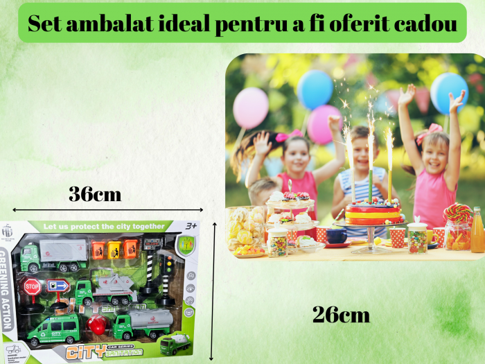 Set 12 piese Salubritate, Masina de gunoi, Continer basculant, Vitanja, Duba, alte Accesorii, Jucarii educative si interactive, +3ani, plastic, ERGINO® [4]