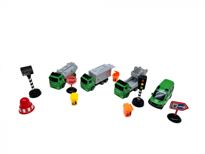 Set 12 piese Salubritate, Masina de gunoi, Continer basculant, Vitanja, Duba, alte Accesorii, Jucarii educative si interactive, +3ani, plastic, ERGINO® [7]