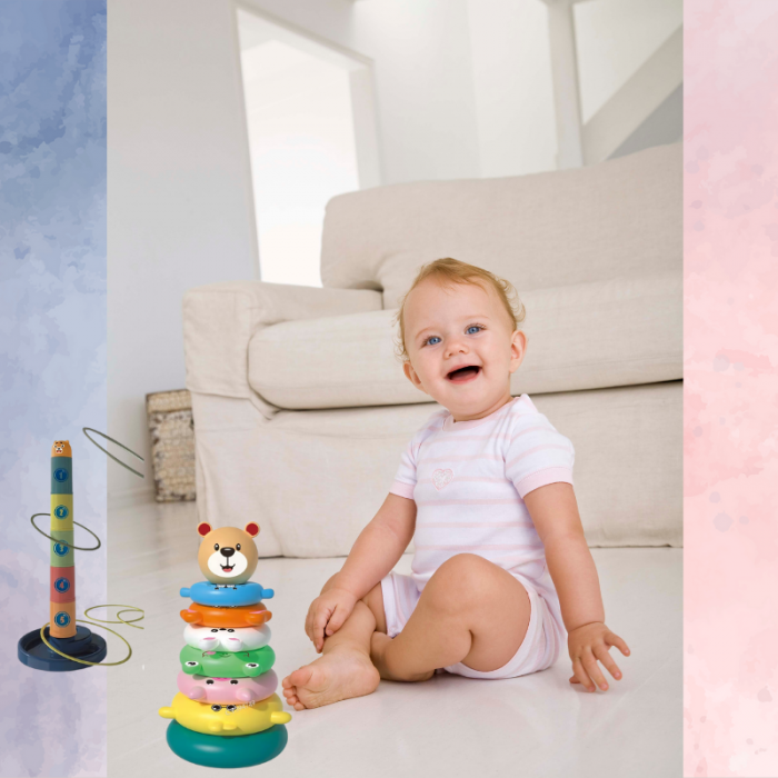 Set 2 Jucării Educative - Turn Multicolor și Inele pentru Copii [9]