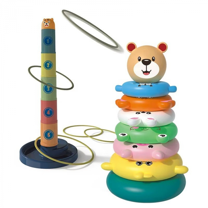 Set 2 Jucării Educative - Turn Multicolor și Inele pentru Copii [1]