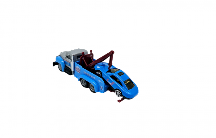 Set 8 piese, Camioane cu Platforme si Vehicule transportabile, Masini curse si Elicopter, Realizate din metal, Detalii Realistice, 12cm, +3 ani, ERGINO® [9]