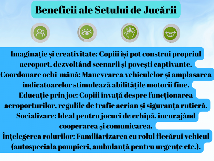 Set 9 piese Aeroport, Avion, Cisterna, Autospeciala Pompieri, Ambulanta, alte Accesorii, Jucarii educative si interactive, +3ani, plastic, ERGINO® [6]