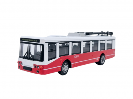 Autobuz de jucarie realizat din metal, Sunete si lumini, Pull-back, Baterii incluse, 17cm, Alb/rosu [4]