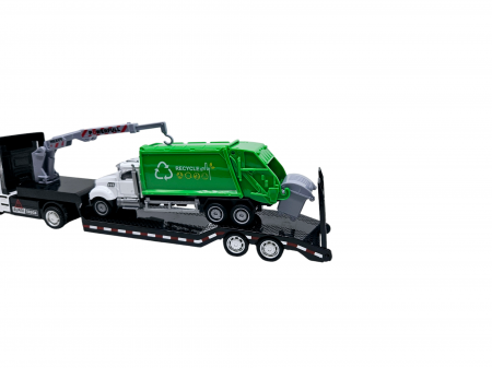 Camion din metal cu macara si platforma extensibila, Masina de Gunoi din metal transportabila, Functie pull-back, 28cm, Galben, +3ani, ERGINO® [7]