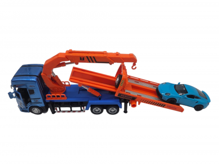 Camion din metal cu macara si platforma extensibila, O masinuta transportabila, Sunete si Lumini, Usile se deschid, 23 cm [9]
