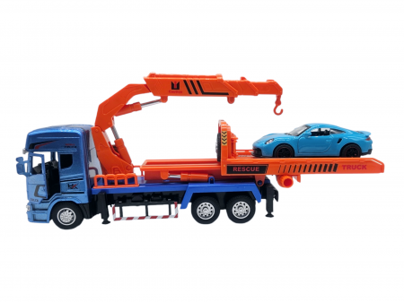 Camion din metal cu macara si platforma extensibila, O masinuta transportabila, Sunete si Lumini, Usile se deschid, 23 cm [8]