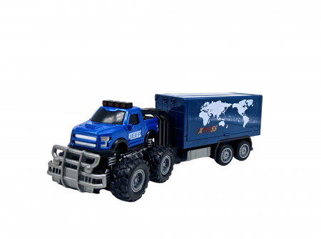 Jeep Metalic off-road cu Remorca Cargo, Functie Pull-Back, Albastru, 20cm, +3 ani, ERGINO® [4]