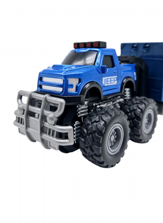 Jeep Metalic off-road cu Remorca Cargo, Functie Pull-Back, Albastru, 20cm, +3 ani, ERGINO® [7]