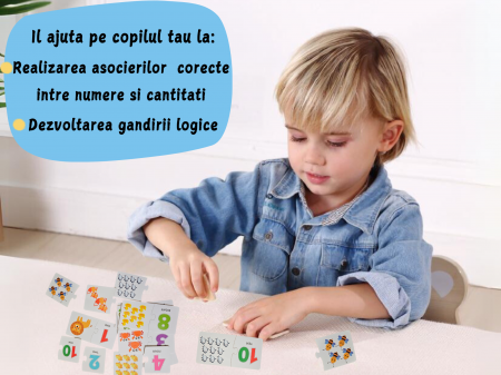 Joc educativ din lemn, Invatam sa numaram, socotim si comparam, Matematica distractiva pentru acasa sau gradinita, Sac depozitare, Cutie din lemn, Pentru prescolari de la 3 ani, 67 piese [5]