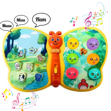 Jocuri educative si puzzle - Jucărie Interactivă Fluturașul Vesel cu Lumini și Sunete pentru Copii +1 an