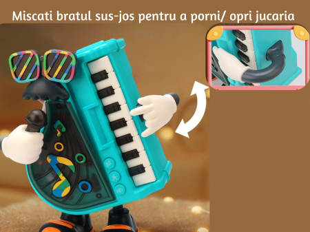 Jucarie interactiva Muzicala, cu Lumini si Clape Functionale, Pianul Dansator, 20cm, Baterii incluse, ERGINO® [3]