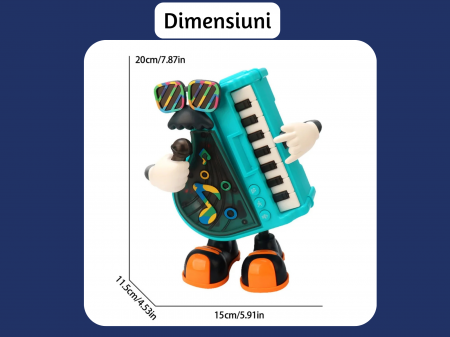 Jucarie interactiva Muzicala, cu Lumini si Clape Functionale, Pianul Dansator, 20cm, Baterii incluse, ERGINO® [5]