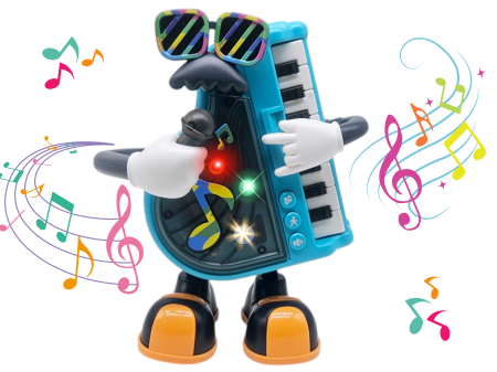 Jucarii interactive - Jucarie interactiva Muzicala, cu Lumini si Clape Functionale, Pianul Dansator, 20cm, Baterii incluse, ERGINO®